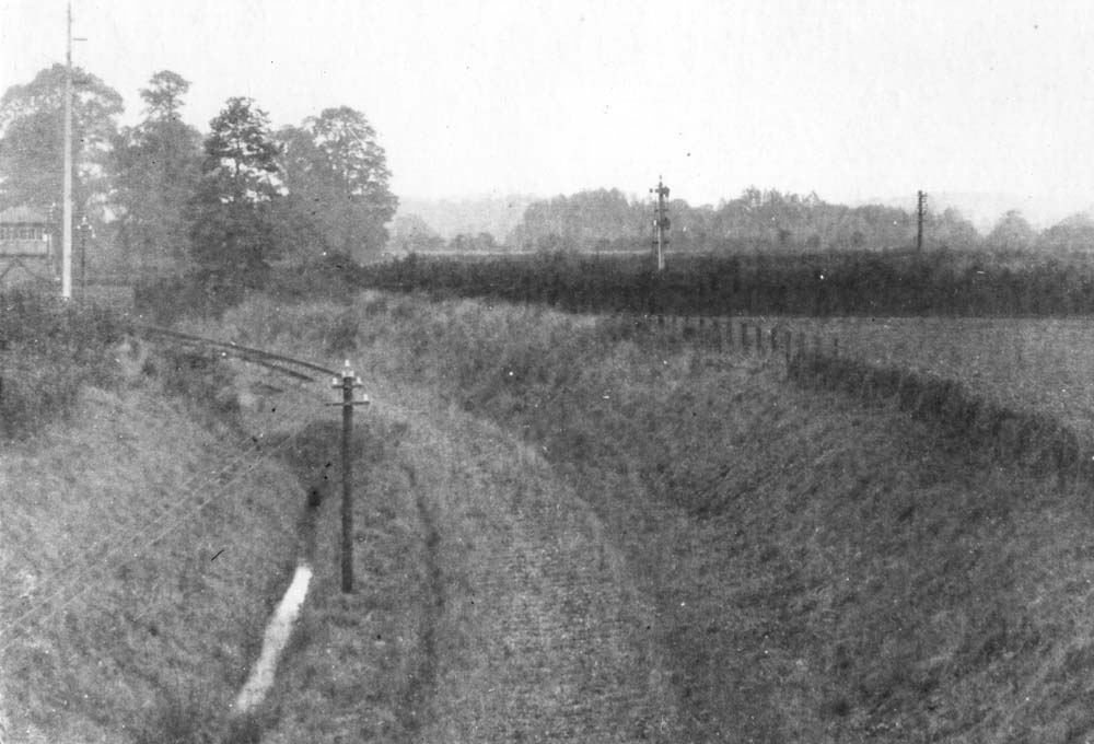 Post World War One view of the junction with the Midland Railway's Evesham to Birmingham line showing the lifted track