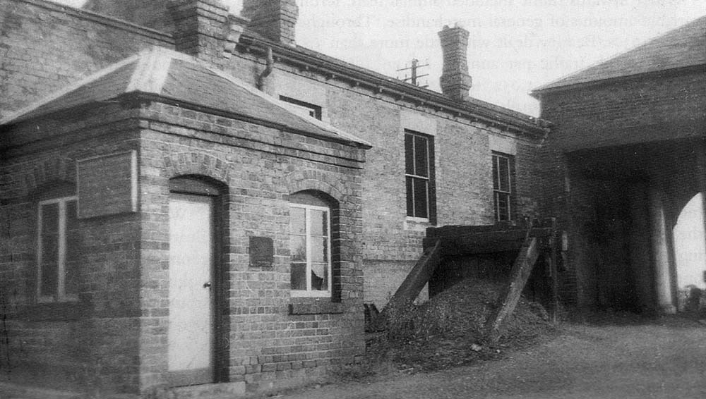 Rear elevation of main station building showing the original weighbridge office and part of goods shed