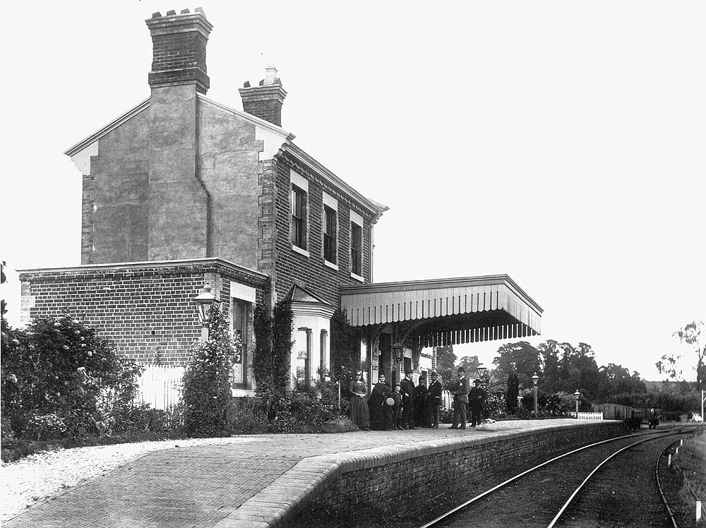 Great Alne Station photographed in 1889 from the level crossing looking towards Bearley