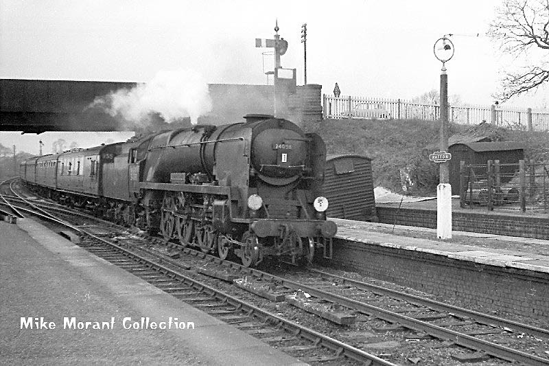 Rebuilt WC 4-6-2 No 34098 'Templecombe' storms through Hatton on a returning FA special on 27th April 1963
