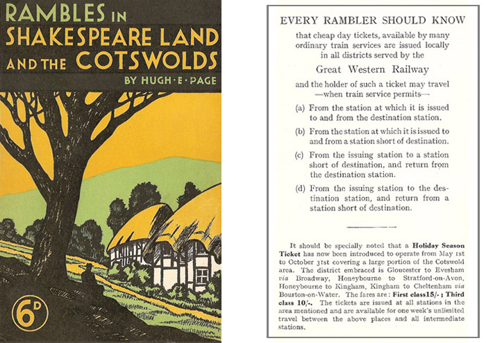 The GWR's book on rambles together with information on purchasing a holiday season ticket and how to use tickets to arrive at and depart from different stations