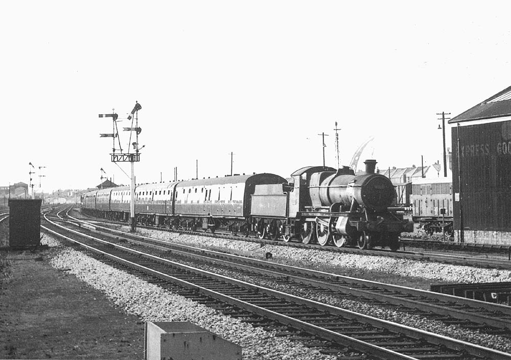Ex-GWR 2-6-0 43xx Class No 6364 passes Tyseley on the 17:38 Snow Hill to Lapworth service on 28th August 1964