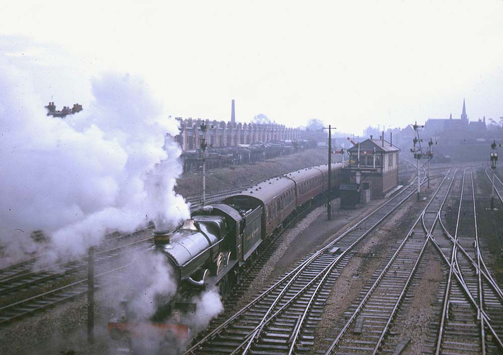 British Railways built 4-6-0 No 7029 'Clun Castle', now preserved, is seen arriving on the last day of Western Region steam with a Snow Hill to Birkenhead special on 5th March 1967