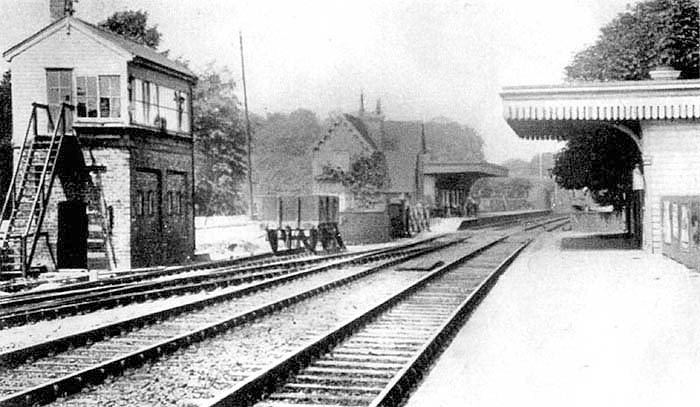Looking towards Birmingham showing Berkswell with its original staggered platform configuration with the up platform opposite the signal box