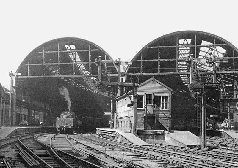 Looking from the parcel sidings located at the East end of the 'Midland' section of the station towards New Street No 2 Signal Cabin seen on the right