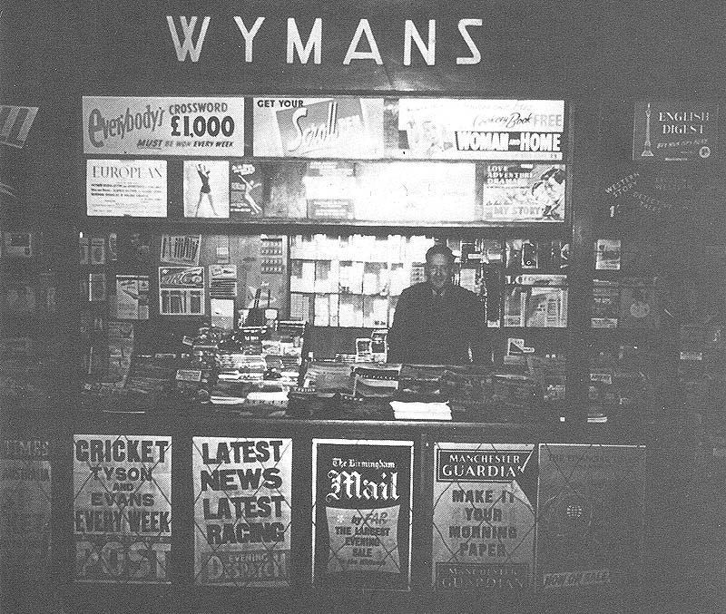 Photograph of Wymans bookstall which was located on New Street station's Platform One circa 1958
