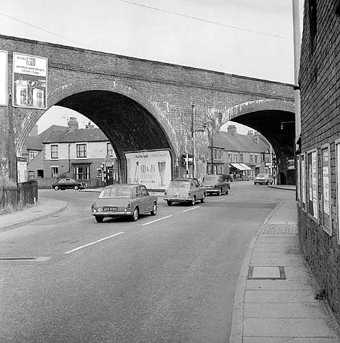 View of Coton Arches on 17th September 1966 which carried the Nuneaton to Coventry railway over the junction between the Coventry Road with Ave Road