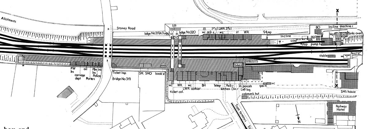 Layout of the station prior to the 1901-4 building work with Eaton road and the main entrance at the bottom