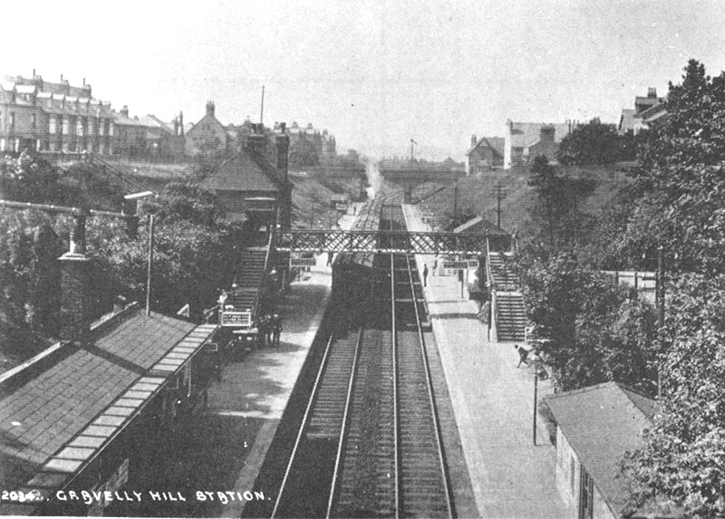 View from Hunton Hill road bridge looking towards Birmingham showing both platforms extended