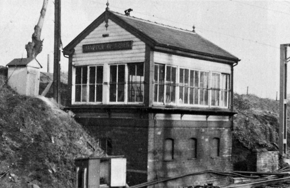 View of Hampton in Arden Signal Cabin viewed from the end of the extended down platform