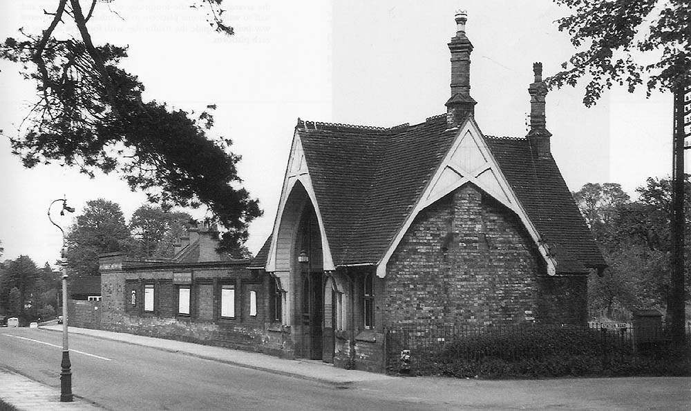 View of Hampton in Arden's 1884 main station building which accommodated the booking office and was sited on the High Street on 23rd May 1955
