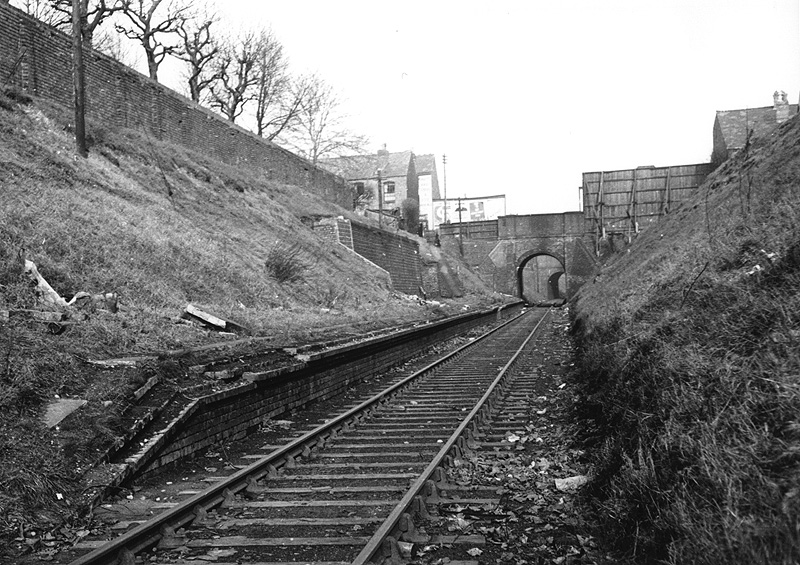 View of Icknield Port Road demolished station and the two over bridges between which the first station was built