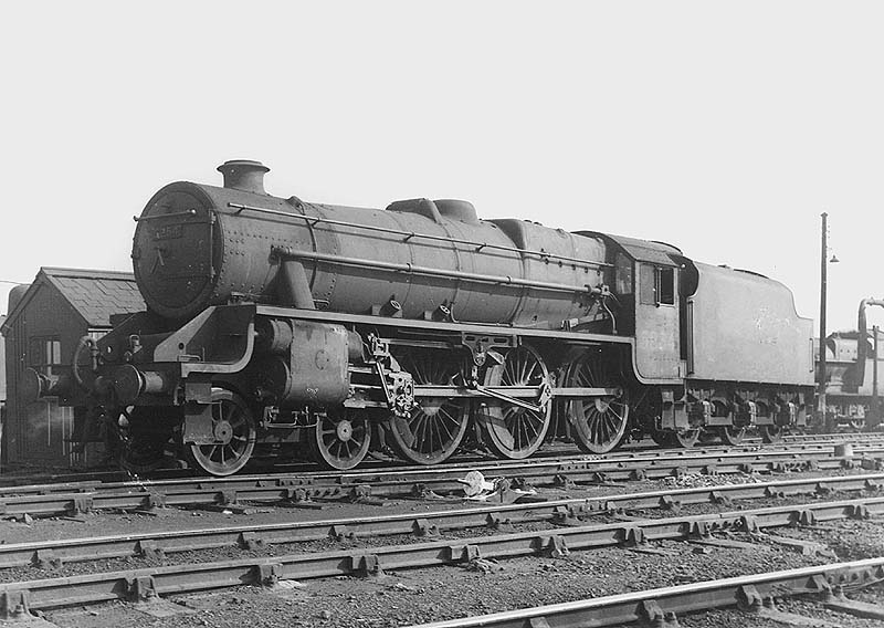LMS 4-6-0 5MT No 5245 is seen standing along side one of Nuneaton's dispersal roads in company with other locomotives
