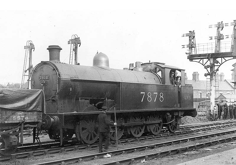 Ex-LNWR 0-8-2T 6F No 7878 is seen paused between movements shunting in the up marshalling yard opposite platform seven