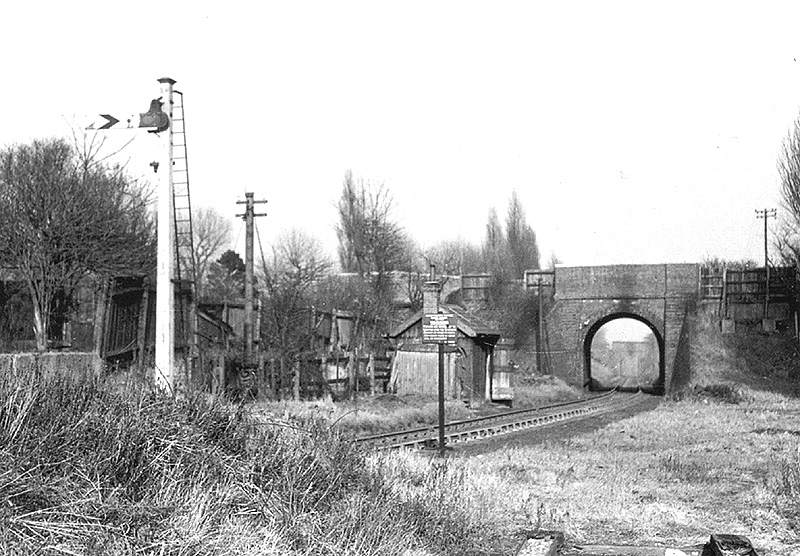 View of part of the site of the former station with Selwyn Road overbridge in the middle distance in 1949