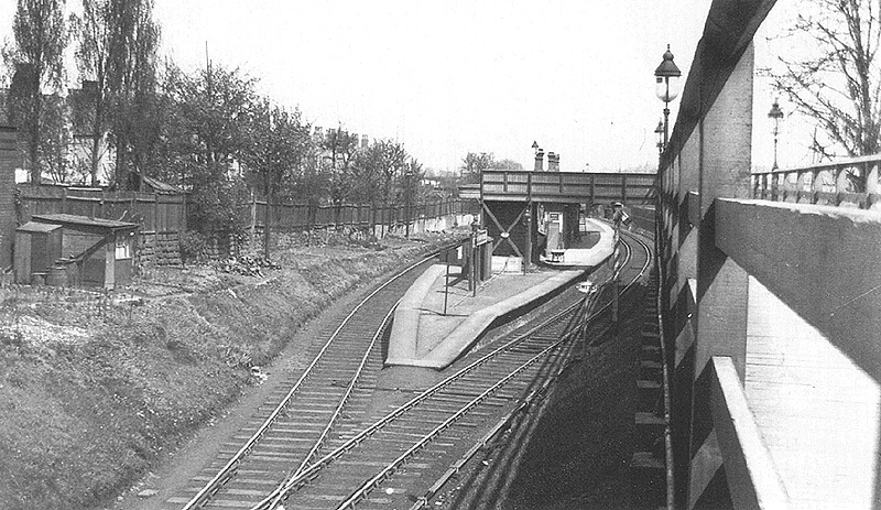 View showing the station from the elevated timber walk way and passenger footbridge on 7th May 1929