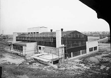 Exterior view of Rugby Locomotive Testing Station a few months before the building was completed