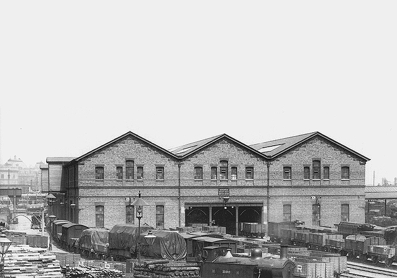 View of Birmingham Central Goods Station's two-storey warehouse erected by Edward Wood in 1890