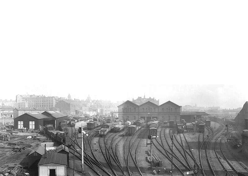 A panoramic view of Birmingham Central Goods Station taken from Holliday Passage high above the tunnel on 26th September 1922