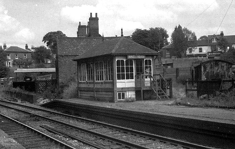 A mid-1960s three-quarters view of Kings Heath station's third signal box which was erected in 1906