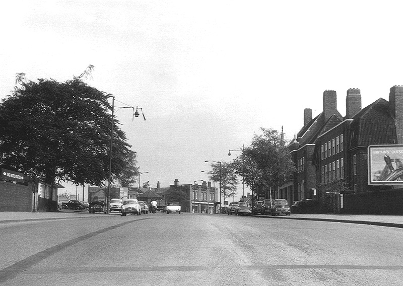 View of Pershore Road South looking towards Cotteridge Village with the entrance to the station on the right
