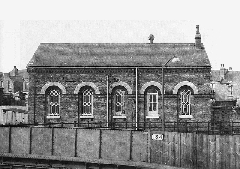 View of the side elevation of Lifford Station's good shed which was erected by the BWSR in 1876