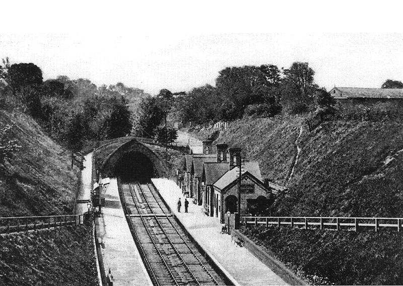 View from Woodbridge Road showing Moseley Station's layout and configuration including the two pathways