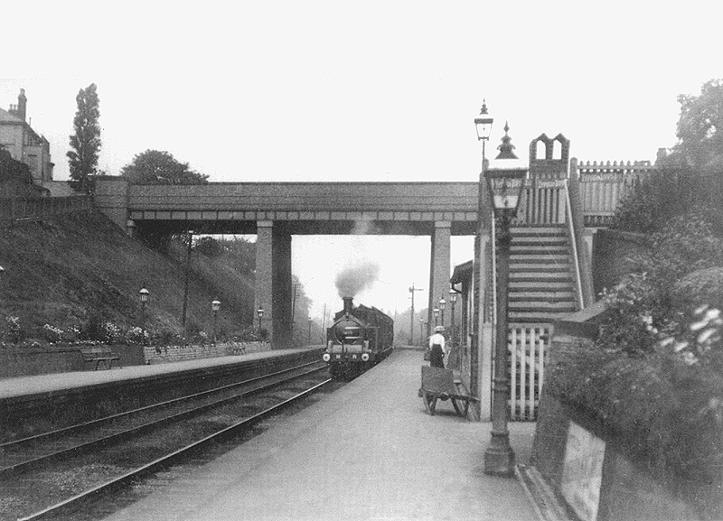 Looking towards Camp Hill as MR 0-4-4T No 1249 at the head of a local suburban passenger train enters the station