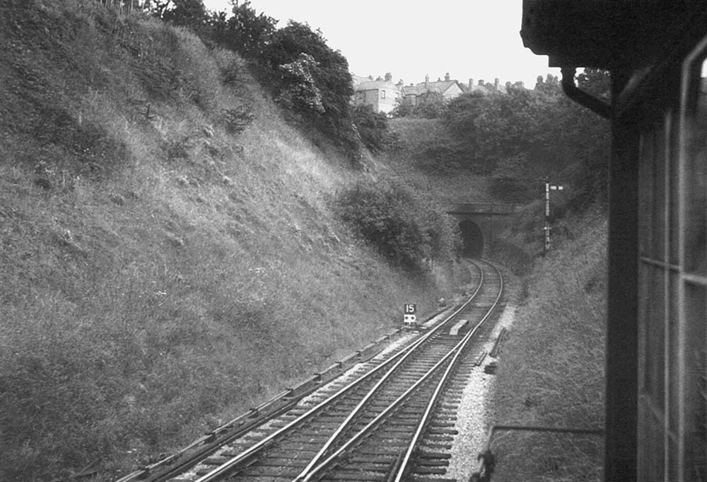 View of the portal of Redditch tunnel and the Y point which connected both lines passing through the station