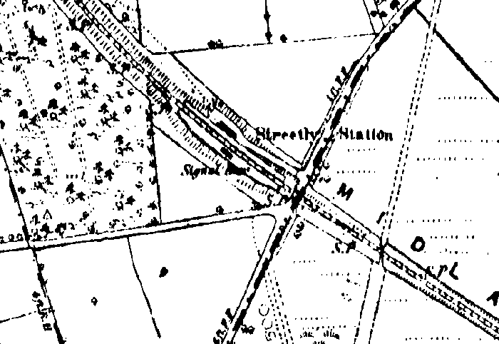 Pre-World War One Ordnance Survey Map showing access to Streetly station from Thornhill Road