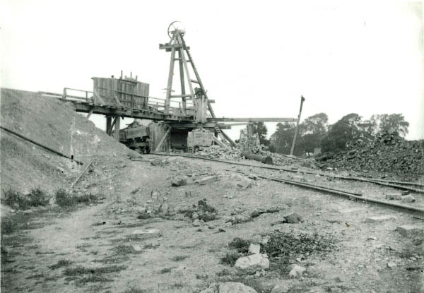 View of the 'first tunnel shaft' taken in 1896 showing the method of disposing of spoil from the tunnel