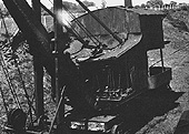 View of the EHLR's Ruston Steam navvy No 3022 seen standing at the end of the track on top of Edge Hill
