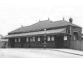 An external view of Acocks Green station's 1933 built booking office which was located at road level on Sherbourne Road bridge