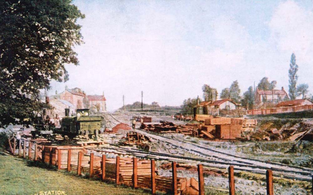 View of Acocks Green & South Yardley station being rebuilt with the boundary line marked by timber posts