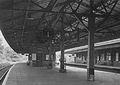 Looking along Platform 1 from beneath the canopy sometime during the late 1950s early 1960s