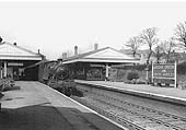 Ex-GWR 2-6-2T 5101 Class No 5163 stands on the up relief line platform with a Moor Street to Leamington service in 1957