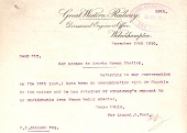 Letter from Divisional (Civil) Engineer to Divisional Superintendent of the Line written in 1910