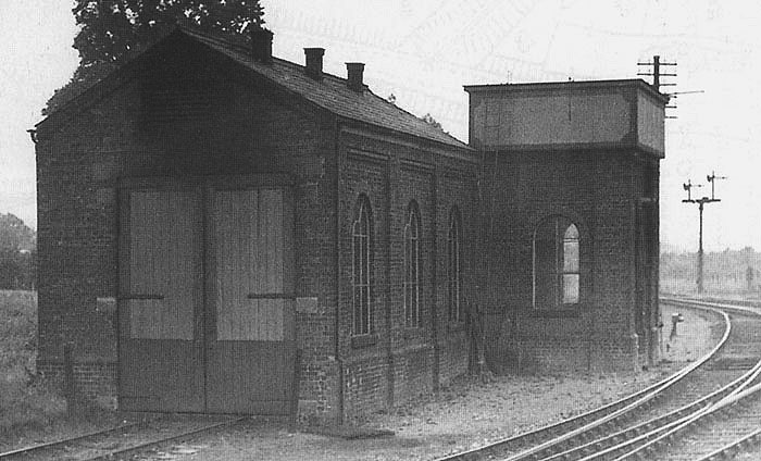 Close up showing the Bearley Railway's shed and Water tower located at the Alcester end of the branch line