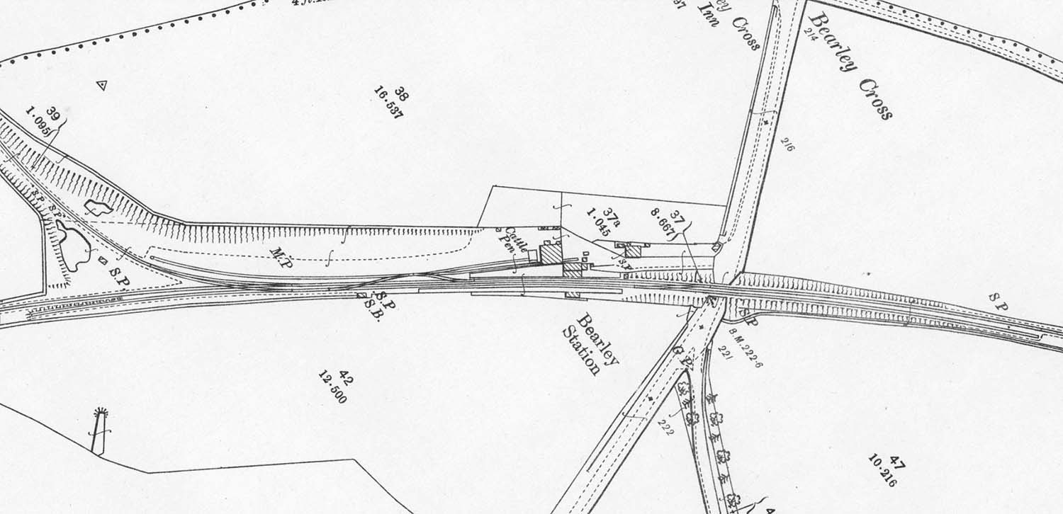 A 1904 25 inch to the mile Ordnance Survey Map of Bearley Station and Bearley East Junction on the left