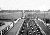 View from the new passenger footbridge looking along the new platform extensions towards Hatton