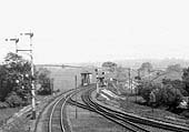 Close up showing Bearley North Junction signal box circa 1934 with the Bearley North Curve seen in the distance