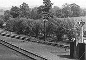 Close up of the bi-directional single line to Alcester passing behind the Permanent Way line side hut