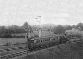 GWR 0-4-2T No 1425 is seen at the rear of the Alcester bound auto train as enters the Alcester Branch line on 30 May 1934