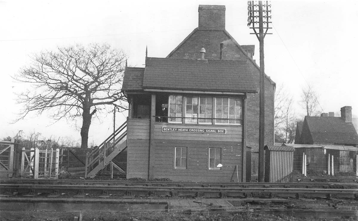 The original signal box at Bentley Heath seen here prior to work starting on the quadrupling of the line circa 1930
