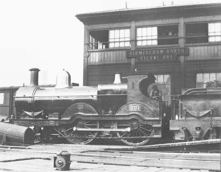 Ex-West Midland Railway 2-4-0 ‘106’ class No 111, as Great Western Railway 2-4-0 ‘Q’ class No 201 stopped on the track adjacent to the tubular beam