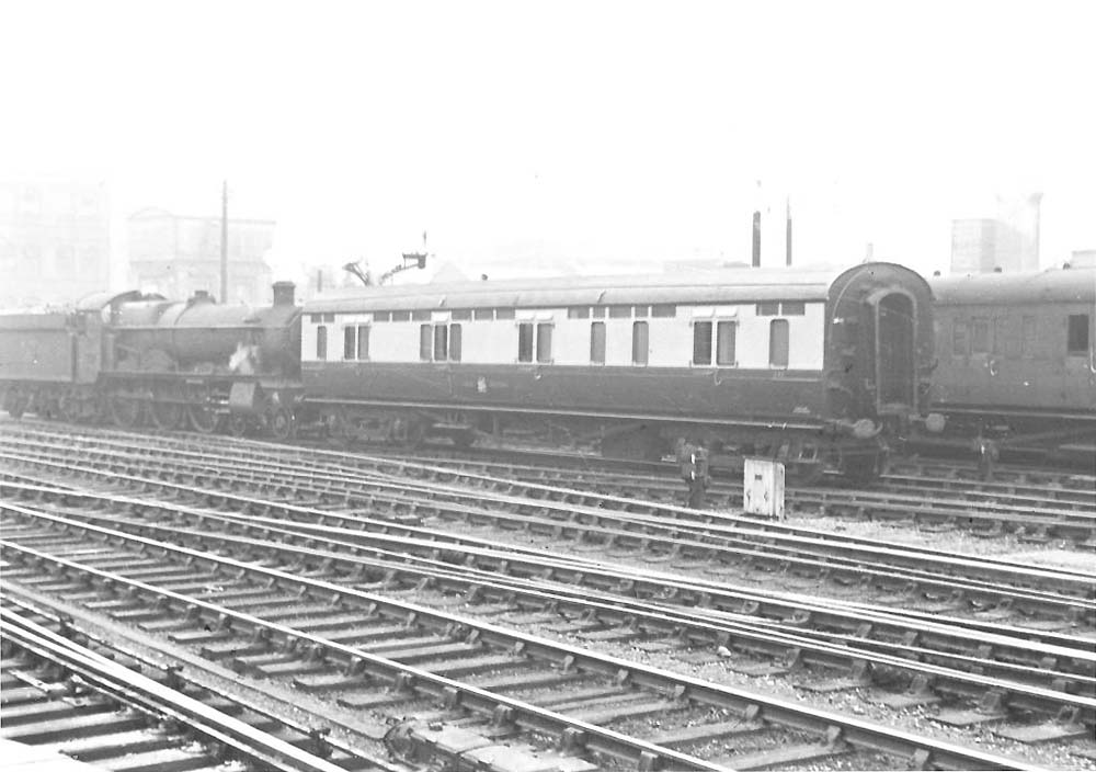 A 57 foot long, steel panelled, ‘toplight’ Parcels Brake Van is seen here being shunted in 1947