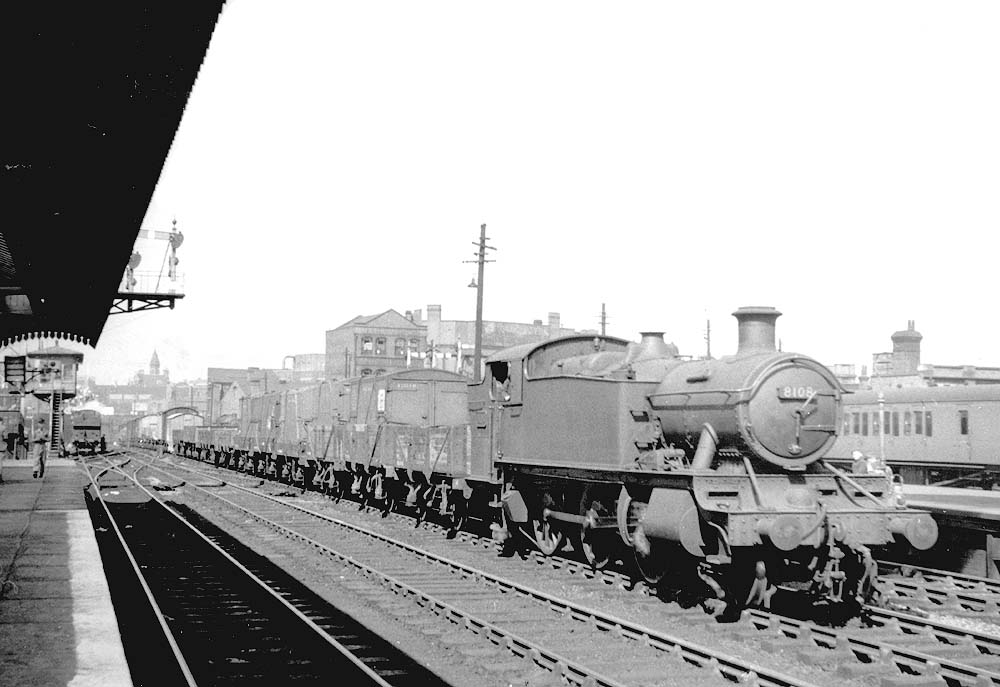 Ex-GWR 2-6-2T 'Large Prairie' No 8108 is seen passing through Snow Hill on the up through road on a Class K mixed goods train on 25th August 1953