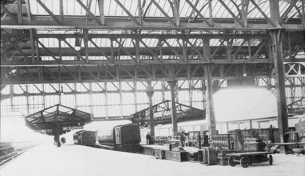 View of the two bay platforms located at the Hockley end of the down island platform whilst still under construction in 1911