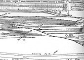 View of Bordesley Goods Yard to the East of Jenkins Street bridge showing the extensive sidings and Small Heath North Signal Box