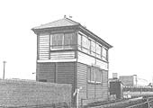 Bordesley North Signal Box viewed from the Birmingham city-centre side on 20th March 1966
